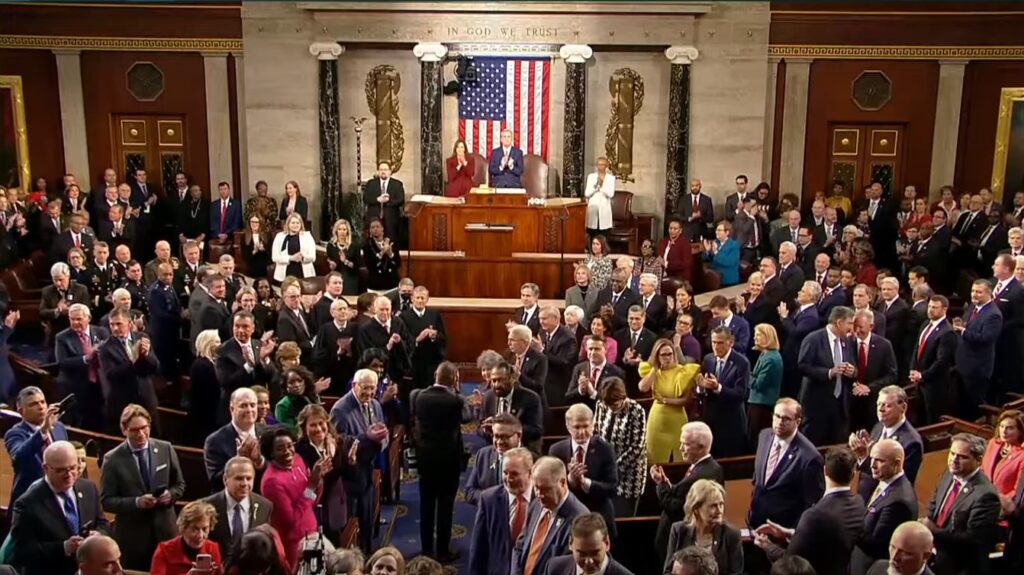 State of the Union address before the first session of the 117th Congress in the U.S. Capitol Building on February 7, 2023.