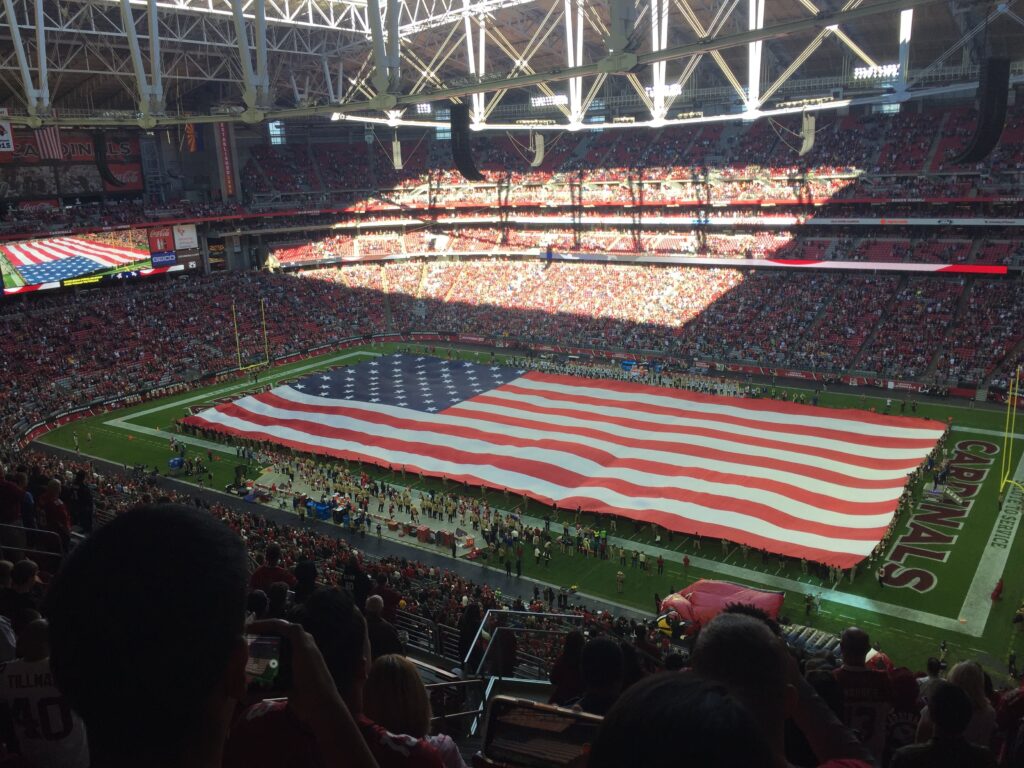 State Farm Stadium in Glendale, Arizona before a Cardinals game in 2019. Source: Wikimedia Commons