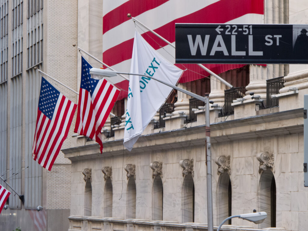 The New York Stock Exchange Building on Wall Street in New York City.