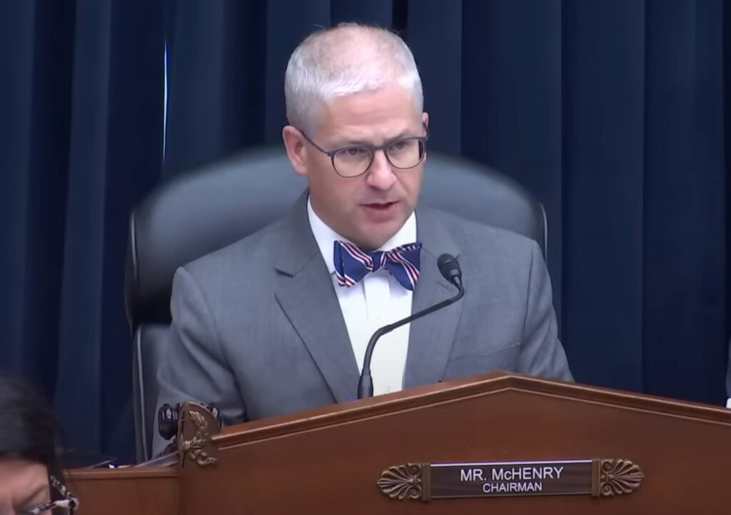 Rep. Patrick McHenry (R-NC) chairs a House Financial Services Committee meeting on July 12, 2023. Source: HFSC
