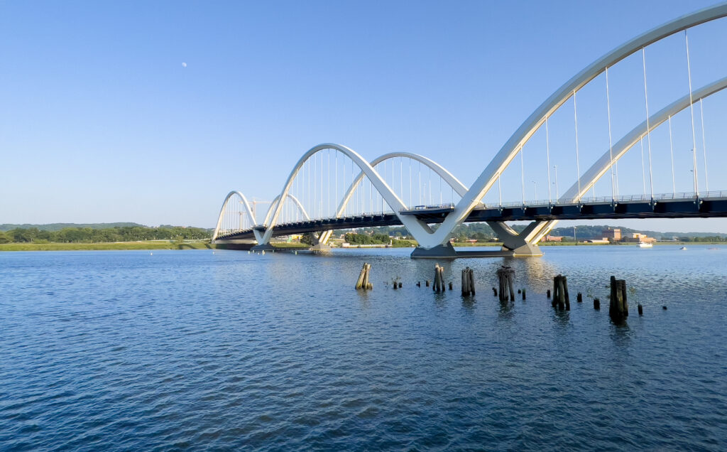 Frederick Douglass Bridge crossing the Anacostia River in Washington, D.C. Source: Ron Cogswell.